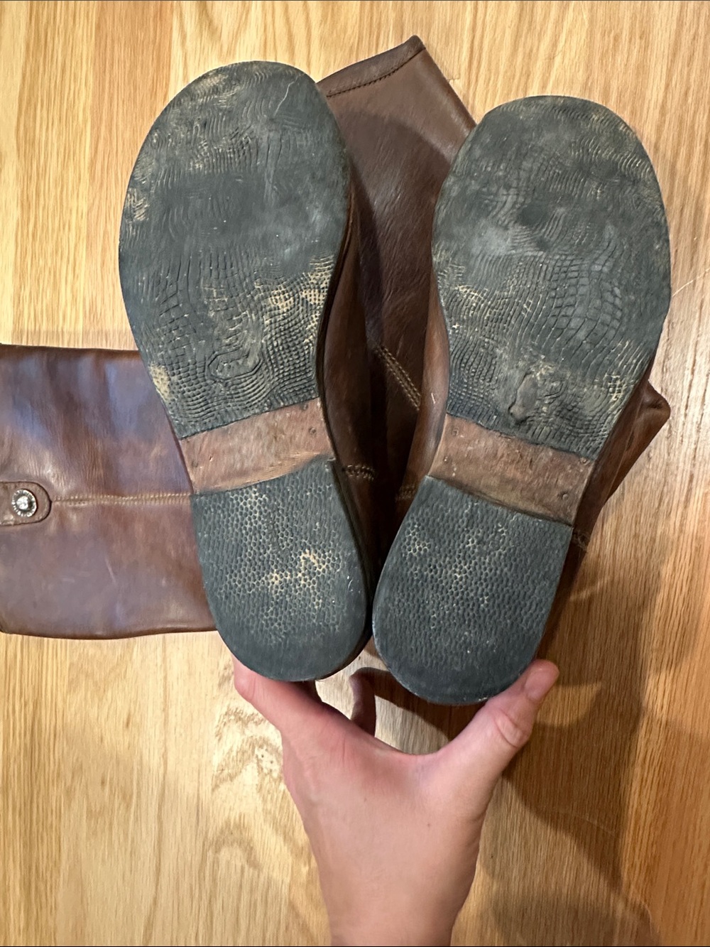 WELL-LOVED Frye Melissa brown leather pull-on boots women's 7.5 Vibram resole - Picture 2 of 4